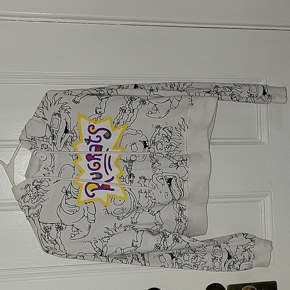 Nickelodeon Rugrats cropped hoodie (S) white background with black graphics.